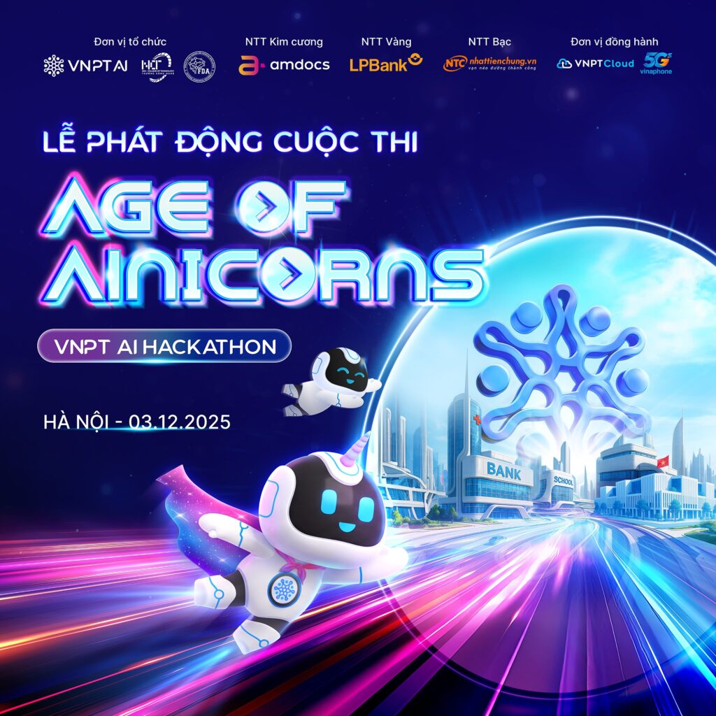 Poster lễ phát động cuộc thi Age of Ainicorns do VNPT AI tổ chức